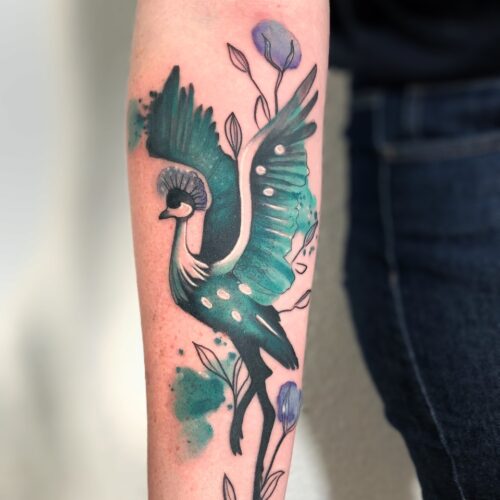 tatouage abstrait graphique tatoueur bras aquarelle couleur grenoble